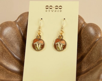 Tiny Mushroom Earrings ⋆ Gold Plated ⋆ 14kt gold-filled ear wires ⋆