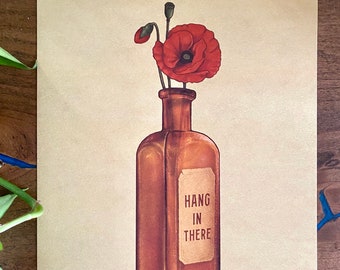 Hang in There ⋆ Art Print ⋆ Vintage Inspired Art ⋆ Inspirational Art ⋆ Boho Art Print ⋆ Witchy Art Print
