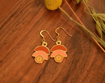 Retro Geometric Daisy Earrings ⋆ Gold Plated ⋆ 14kt gold-filled ear wires ⋆