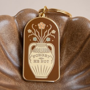 Forget Me Not Keychain in Retro Brown ⋆ Gold Plated Hard Enamel Keychain