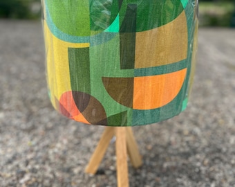 Geometric Kaleidoscope Bright stunning Lampshade 30cms Green/Orange