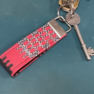 Welsh Blanket Tapestry Keyring in Red