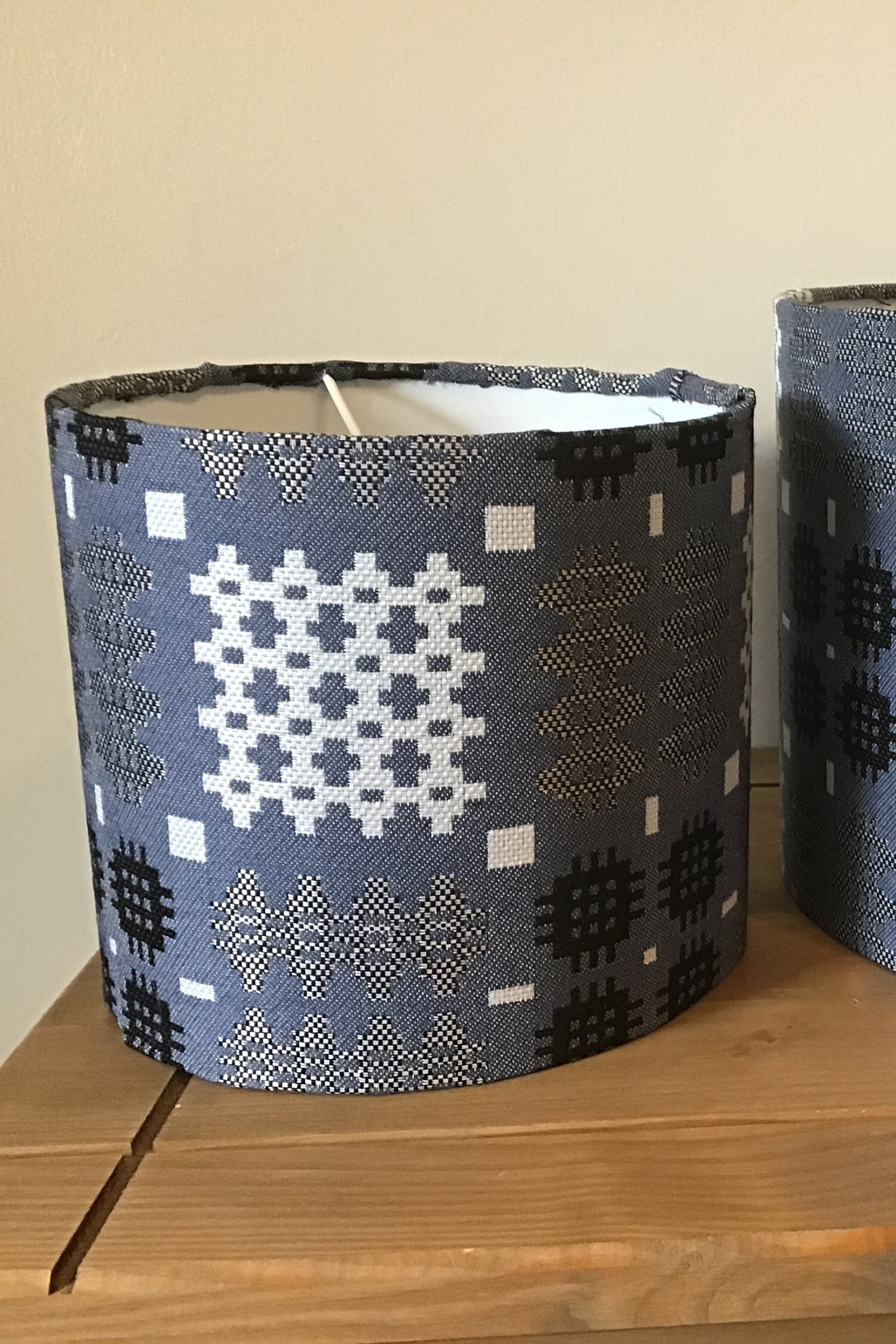 Welsh Blanket Tapestry Blue Fabric Lampshade 20cms Etsy UK