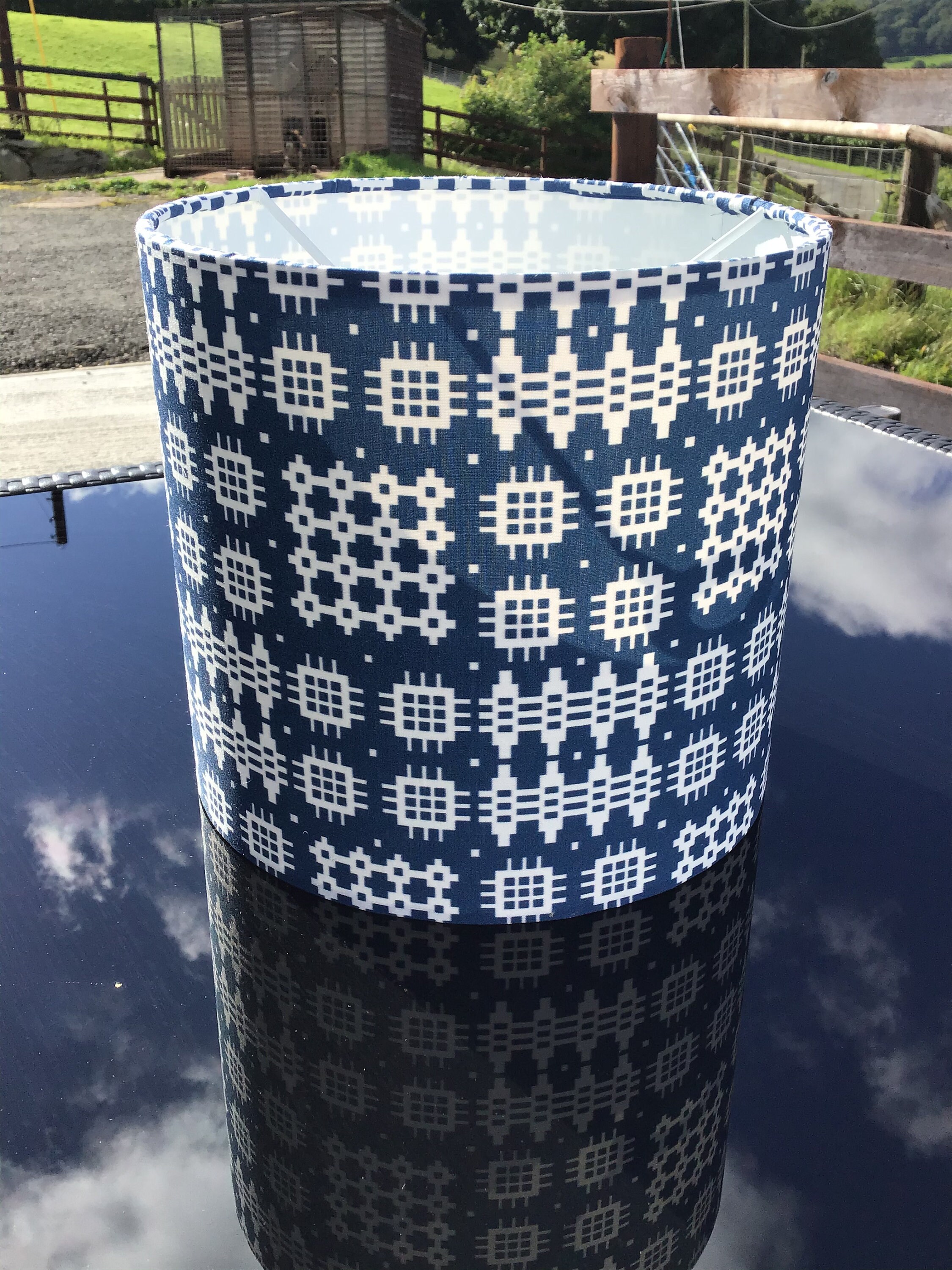 Welsh Blanket Tapestry Fabric Lampshade 20cms Dark Blue Etsy Australia