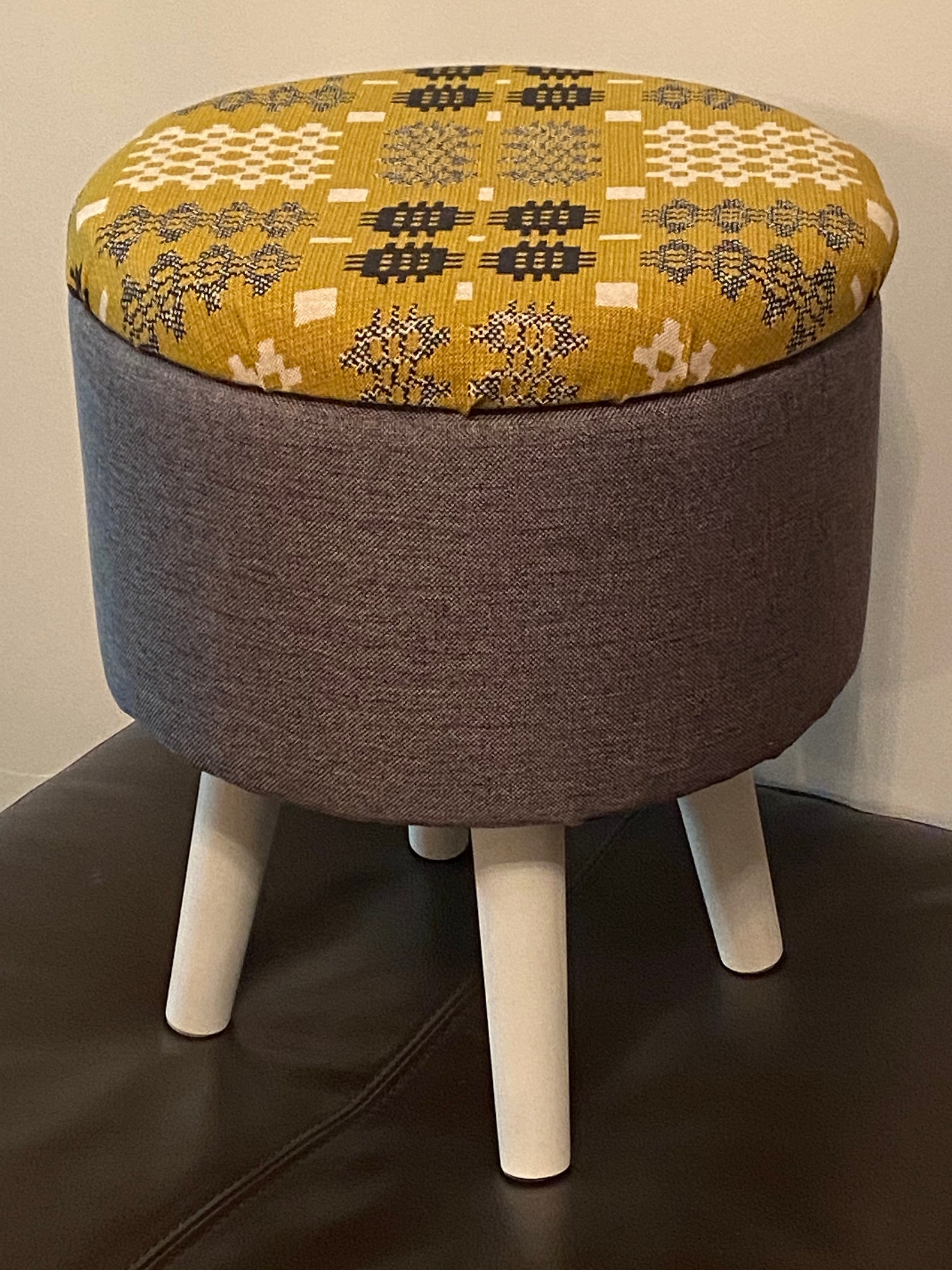 Welsh Blanket Tapestry Patterned Stunning Ottoman Footstool Etsy