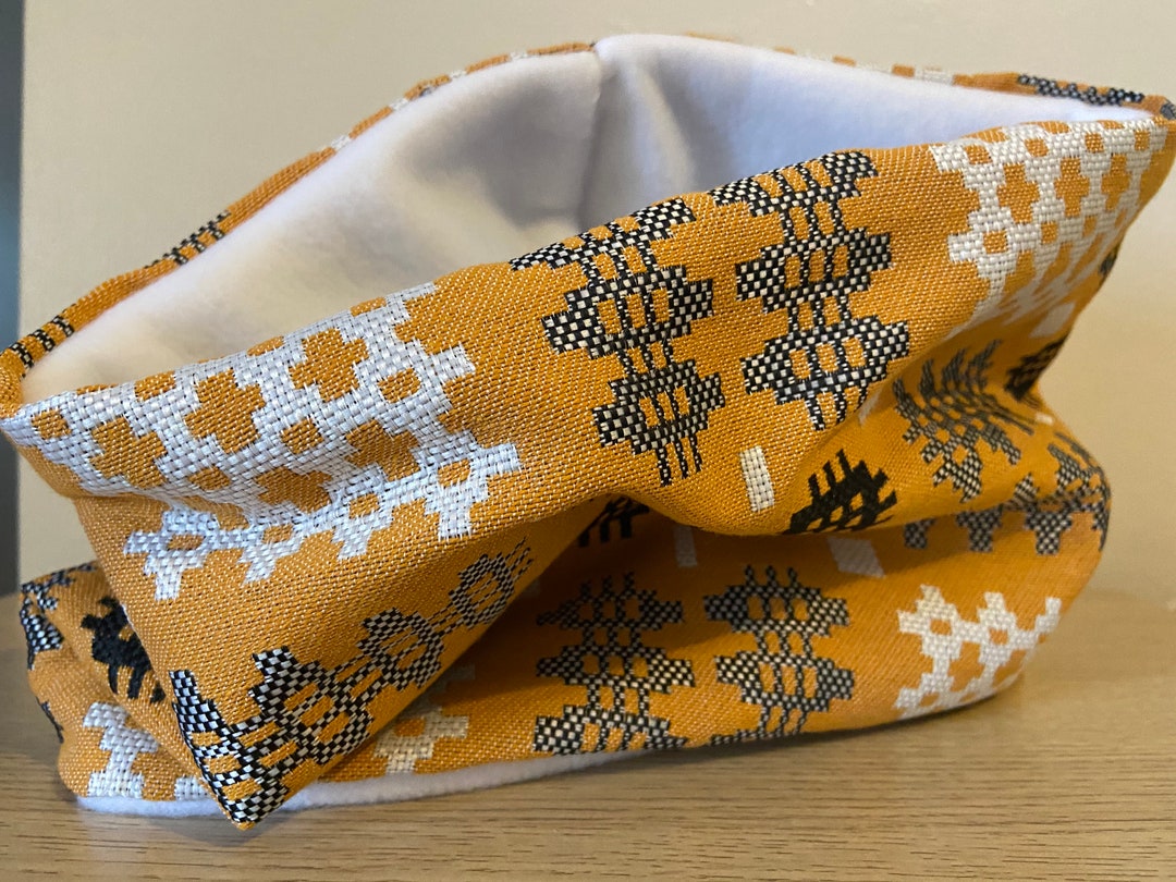 Welsh Blanket Tapestry Patterned Snood Scarf / Neck Warmer Yellow Etsy