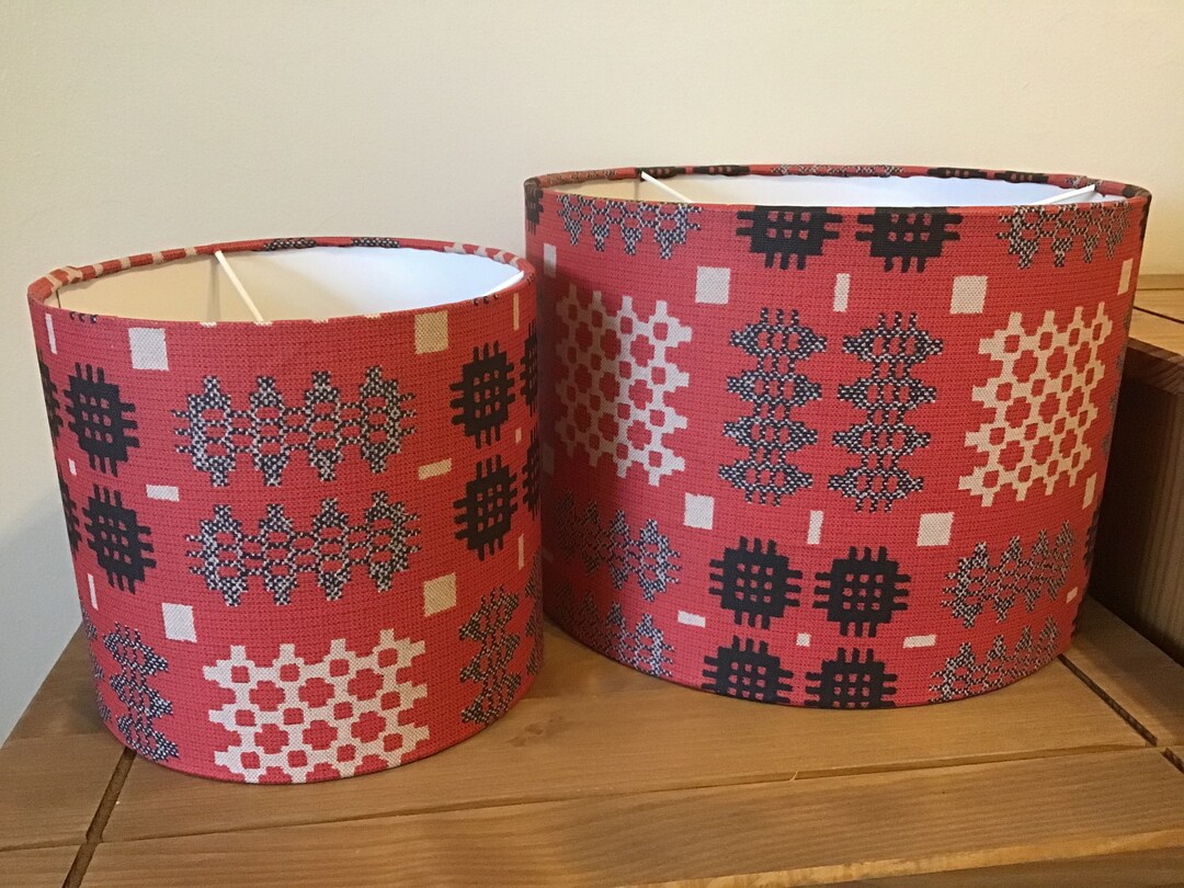 Welsh Blanket Tapestry Red Oilcloth Lampshade 30cms Etsy