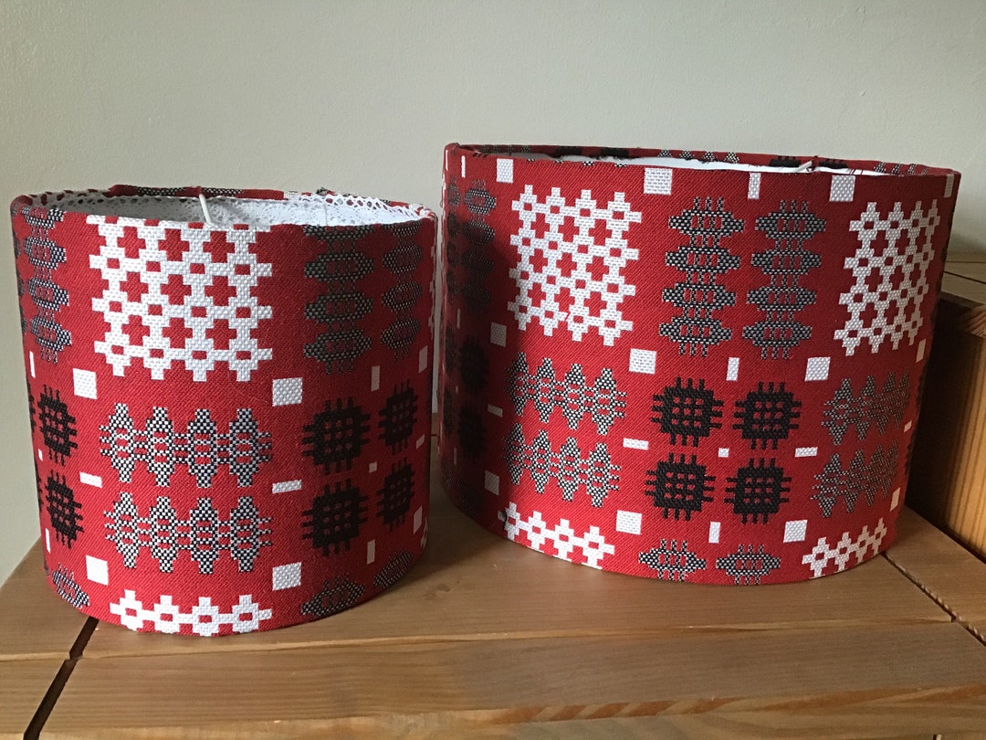 Welsh Blanket Tapestry Red Fabric Lampshade 20cms Etsy UK