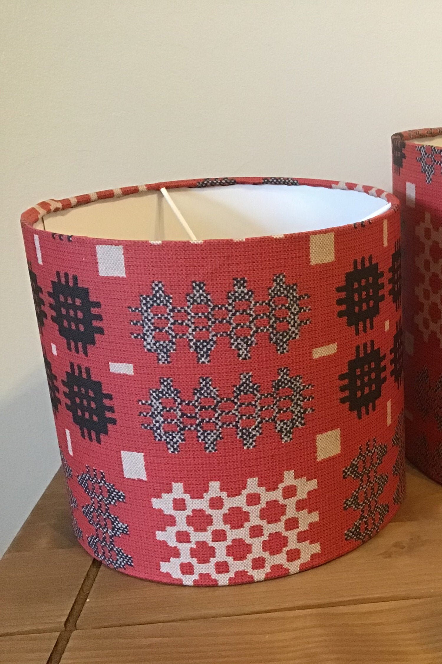 Welsh Blanket Tapestry Red Oilcloth Lampshade 30cms Etsy