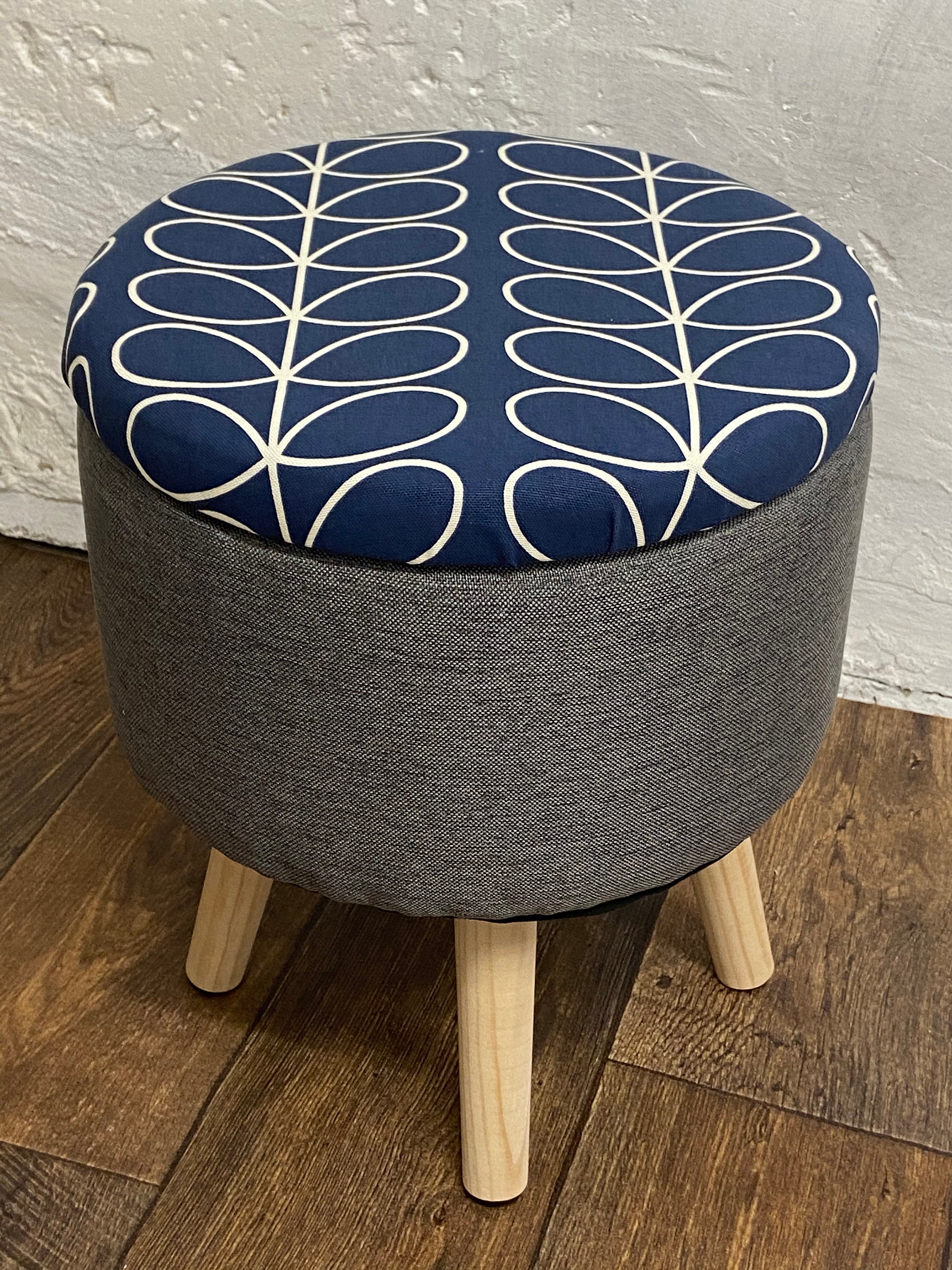 Orla Kiely Stunning Ottoman Footstool Grey / Whale Navy Etsy
