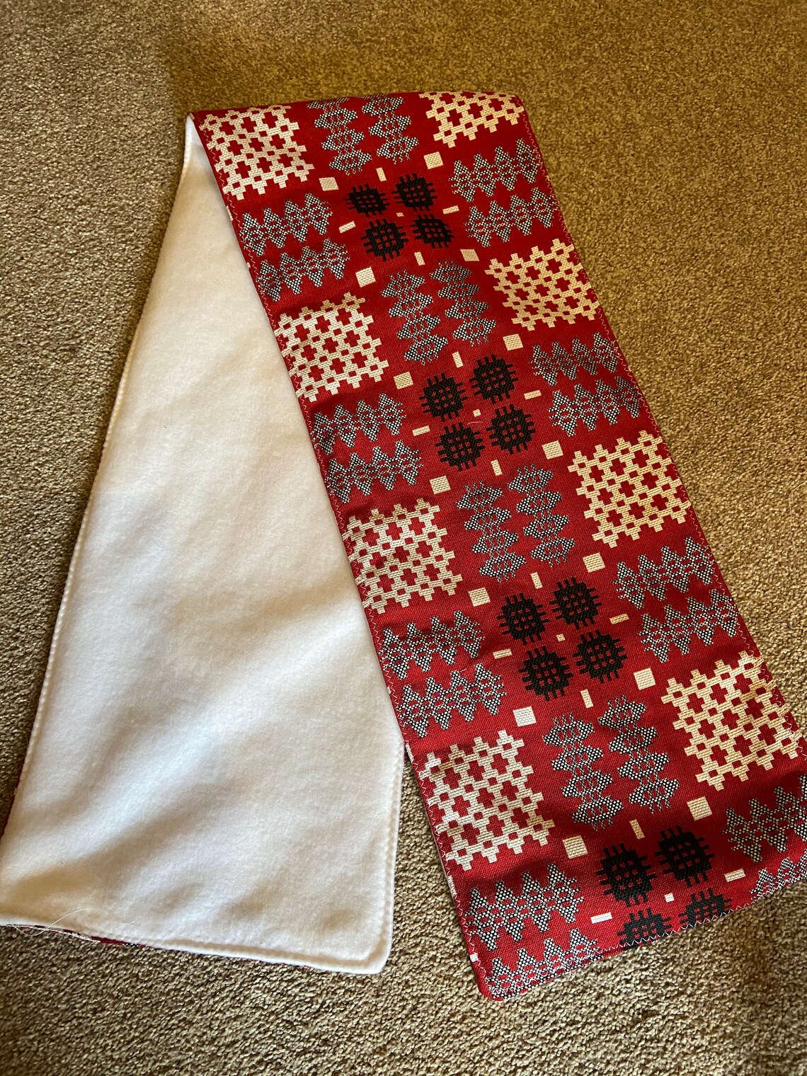 Welsh Blanket Tapestry Stunning Fleecy Lined Scarf in Red Etsy