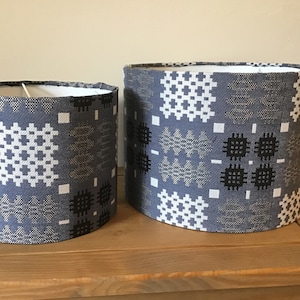 Welsh Blanket Tapestry Blue fabric  lampshade 30cms