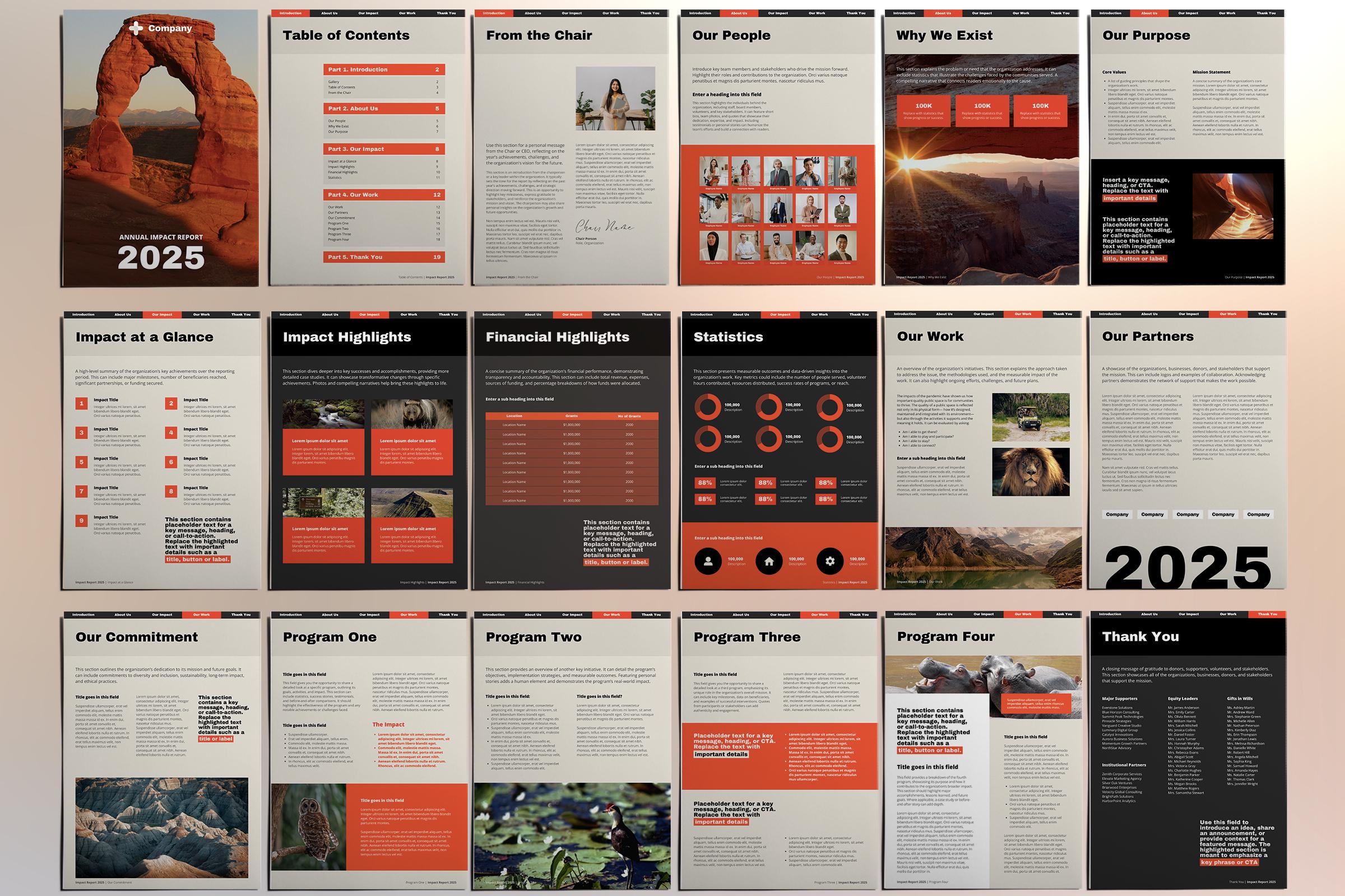 20 Page Impact Report Template | Nonprofit, Charity and Church Annual ...