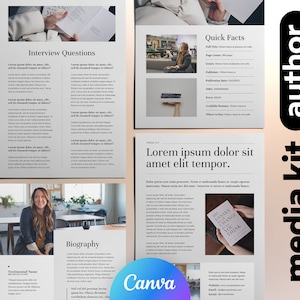 6 Page Author Media Kit Template | Book Release Publicity Press Kit | Editable Book Launch DIY Media Kit | Canva Template | 6 Page Design