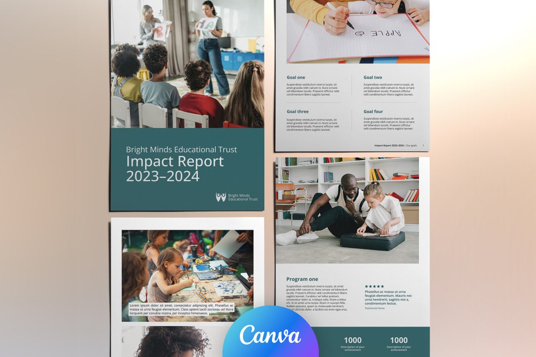 16 Page Impact Report Template | Nonprofit, Charity and Church Annual ...