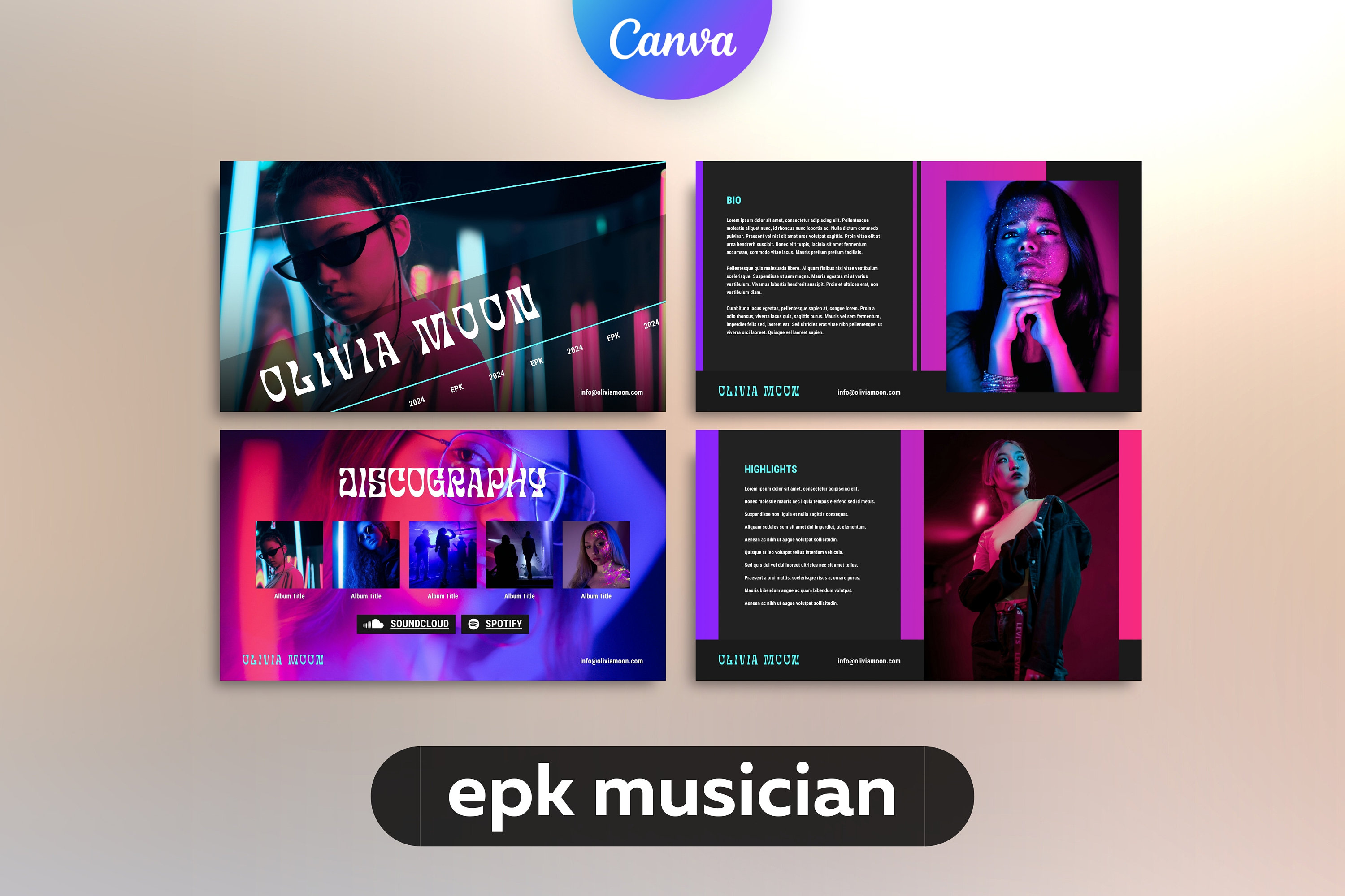 Musician EPK Template: 9-page Media Kit, Canva Design - Etsy