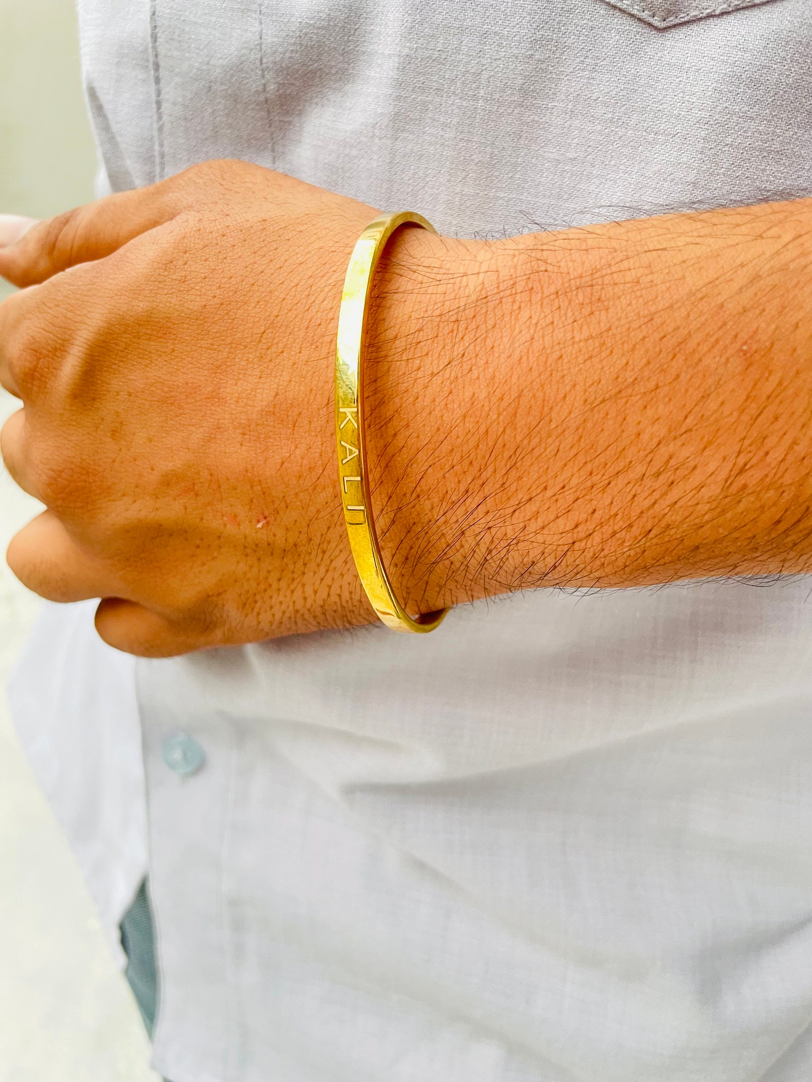 Custom Engraved Cuff Bracelet for Men Golden Silver Bracelet Etsy