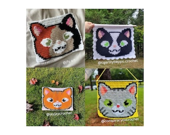 BUNDLE cats crochet tapestry, 4 patterns