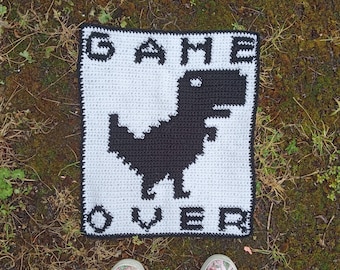 Dinosaur crochet tapestry pattern, wall hanging, dinosaur