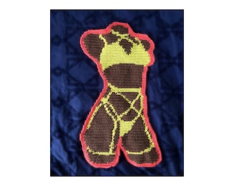 lady in red 2.0 cutout häkeln Gobelin Muster // Wandbehang Muster // free form crochet