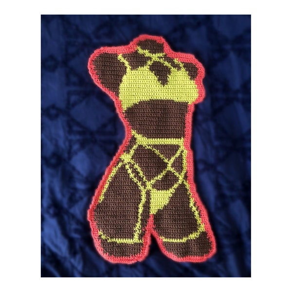 Patrón de tapiz de crochet LADY IN RED 2.0 // Patrón para colgar en la pared // Tapiz recortado