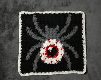 Modèle de tapisserie au crochet oeil d'araignée, crochet d'Halloween, araignée phosphorescente, tapisserie d'araignée