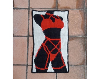 Lady in red-padrão de tapeçaria de crochê, padrão gráfico, decoração de casa diy, suspensão de parede
