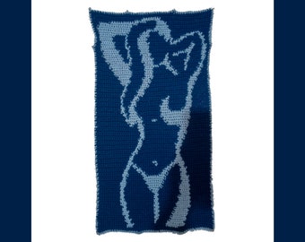 Lady in blue crochet tapestry pattern