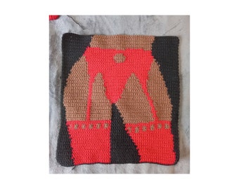 Fiery in red crochet Tapestry pattern, adult crochet