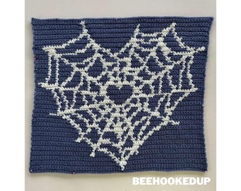 Crochet heart spider web tapestry pattern