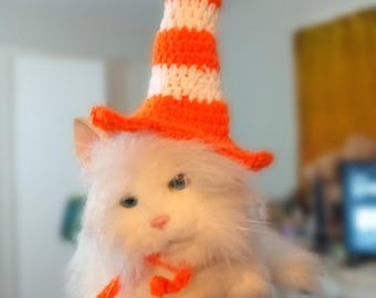 Crochet pattern , traffic cone cat hat pattern