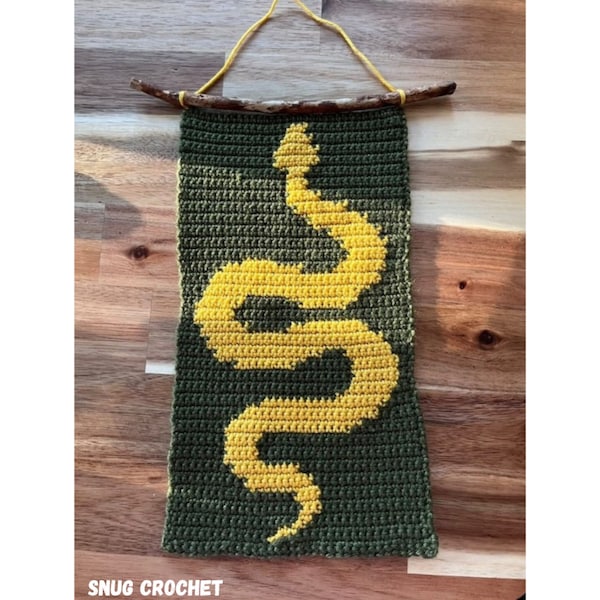 Snake crochet tapestry pattern - animal themed crochet - easy crochet pattern - digital download