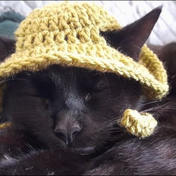 Patron de chapeau de chat au crochet, Chapeau seau, Chapeau de chat et de chien Patron au crochet