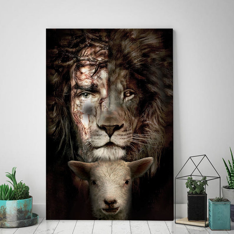 Jesus Lion And Lamb The Perfect Combination Canvas Lion Of image 0