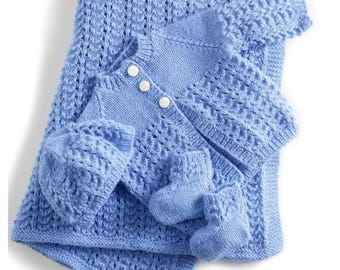 Lullaby Layette Knitting Pattern: Baby Blanket, Hat, Booties, Cardigan (Intermediate Level)