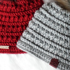 Easy Crochet pattern-Crochet hat– EVELYN Beanie Hat Pattern-Crochet hat pattern PDF-Crochet beanie Pom Pom (Toddler-Child–Teen- Adult sizes)