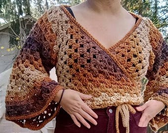 Modello per top avvolgente all'uncinetto Grandma Bells: adatto ai principianti (modello PDF)