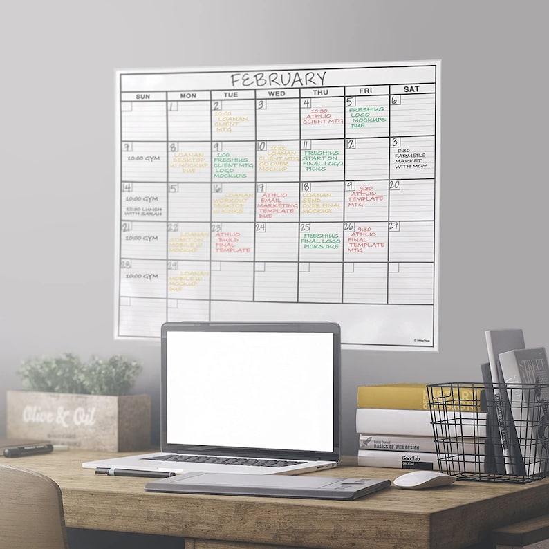Jumbo Dry Erase Laminated Wall Calendar Huge 24Inch by Etsy