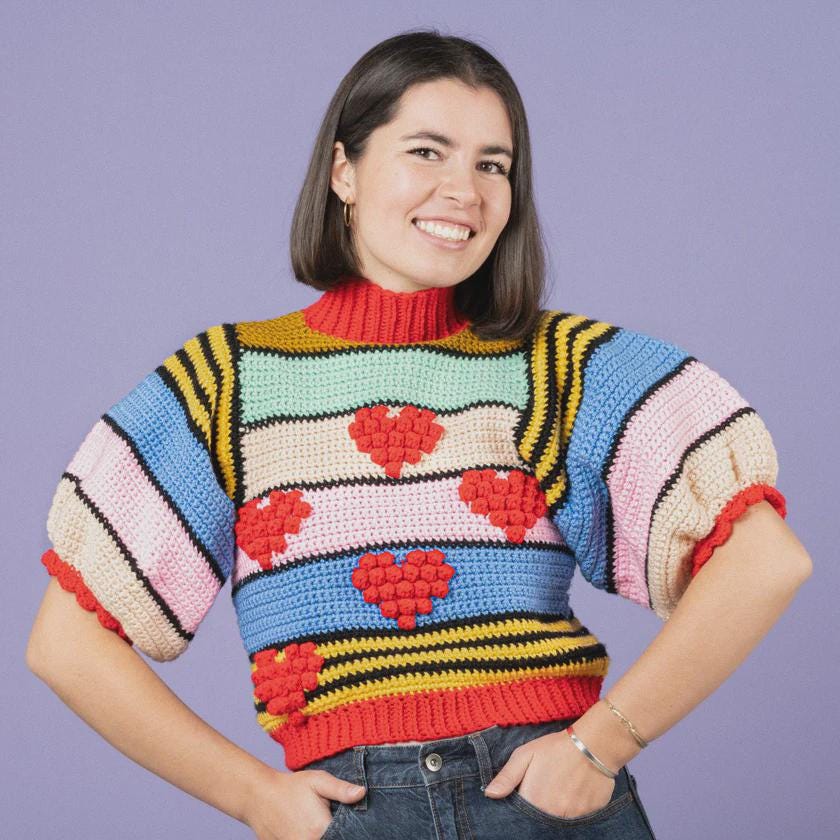 Heart Patchwork Crop Sweater Pattern