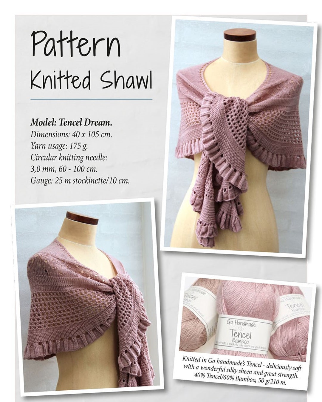 Powder Wrap Knit Pattern Knitting Pattern, Women Knit Pattern, Wrap Pattern, Patron Tricot PDF ...