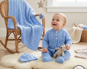 Lullaby Layette Knitting Pattern: Baby Blanket, Hat, Booties, Cardigan (Intermediate Level)