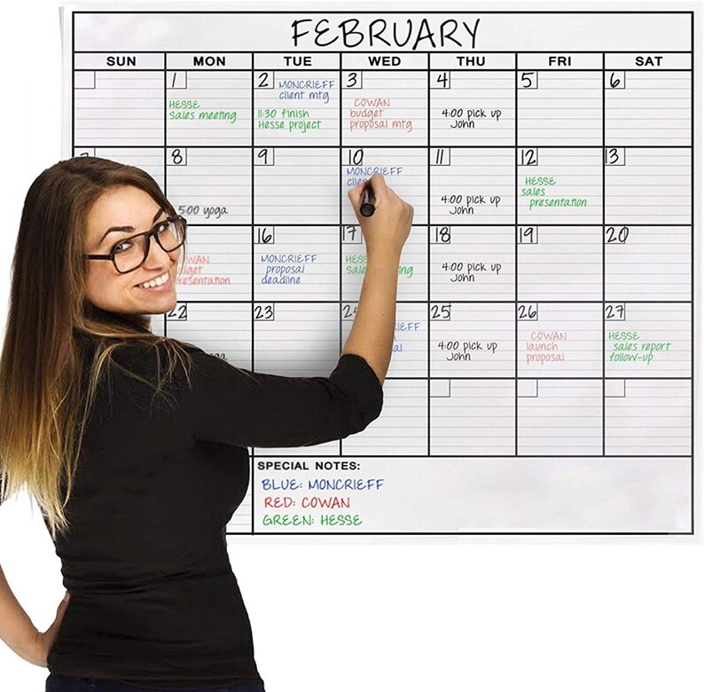 Jumbo Dry Erase Laminated Wall Calendar Huge 24 Inch By Etsy