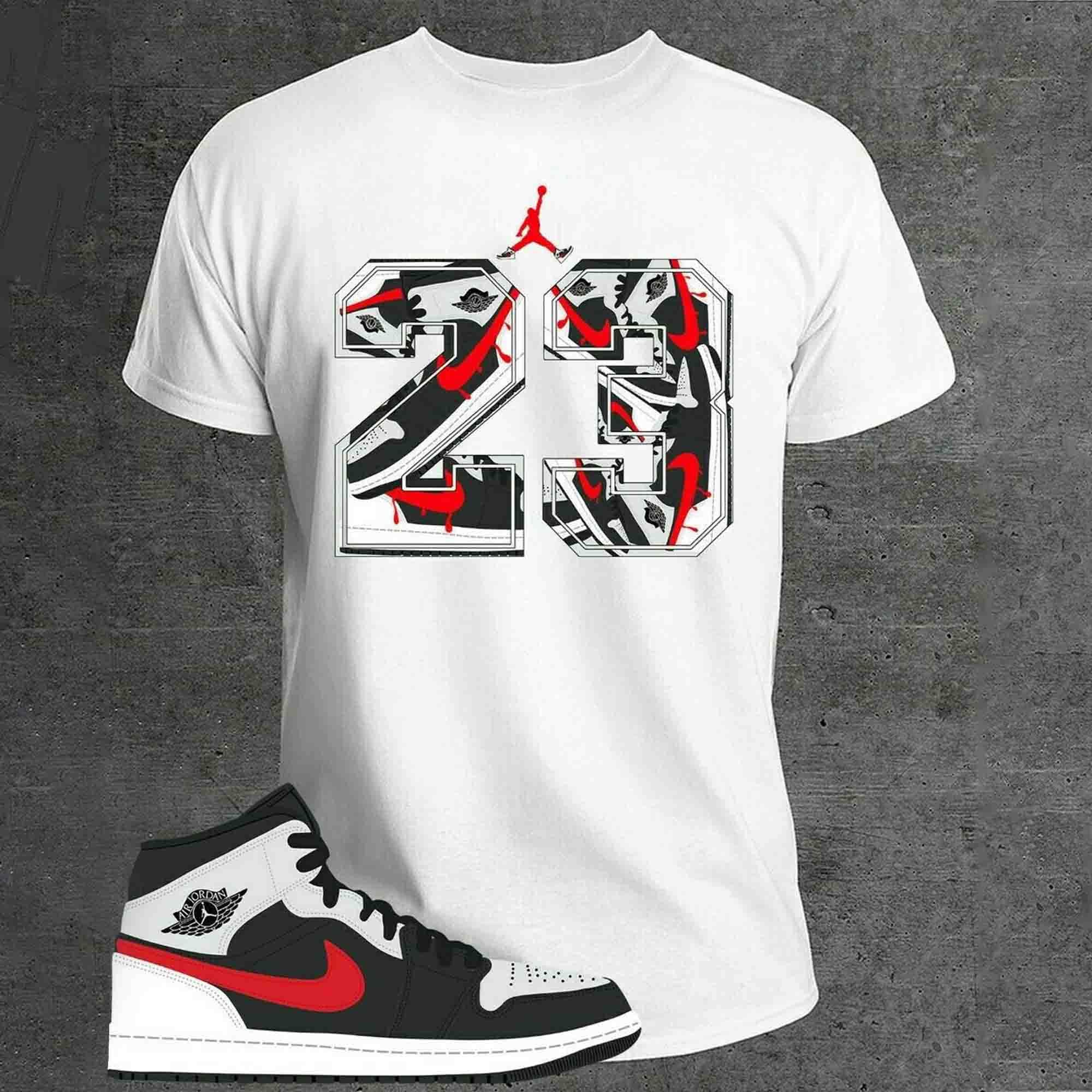 T Shirt to Match Air Jordan 1 Mid Shoes Black White Chile Red Etsy