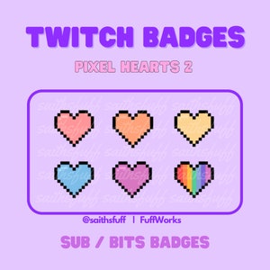Pastel Pixel Heart Sub/Bit Badges for Twitch