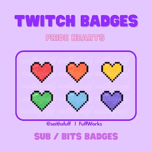 Pixel Heart Sub/Bit Badges for Twitch