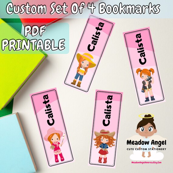 Set of Four 4 Custom Printable Bookmarks Light and Dark - Etsy