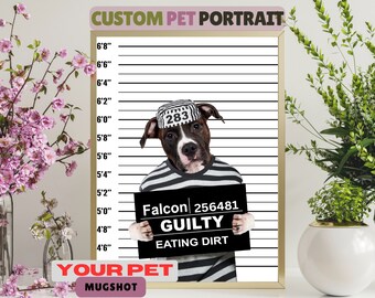 Custom Pet Mugshot, Thug Dog Portrait, Guilty Dog Portrait, Dog Mugshot, Funny Pet Portrait, Funny Cat Mugshot Portrait, Custom Gifts