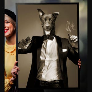 Gangster Pet Portrait, Custom Mafia Dog Portrait, Custom Cat Portrait, Funny Dog Portrait, Gangster Dog, Gangster Cat, Pet on Human Body