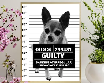 Guilty Dog Portrait, Custom Pet Mugshot, Thug Dog Portrait, Dog Mugshot, Funny Pet Portrait, Funny Cat Mugshot Portrait, Custom Gifts