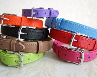 Soft Leather Dog Collar Personalized, Soft Dog Collar, Puppy Collar, Pet Collar Leather Red Brown Orange Violet Blue Black Green Pink Purple